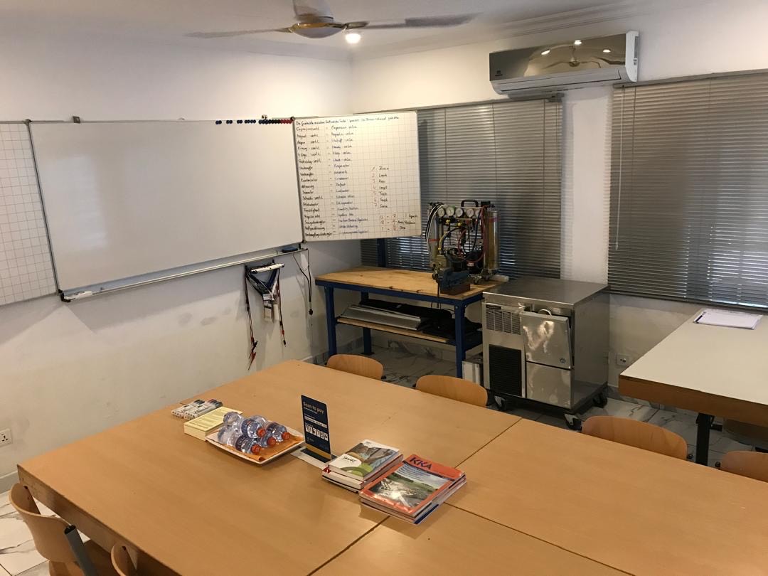 Training room with a refrigeration trainer and ice machine